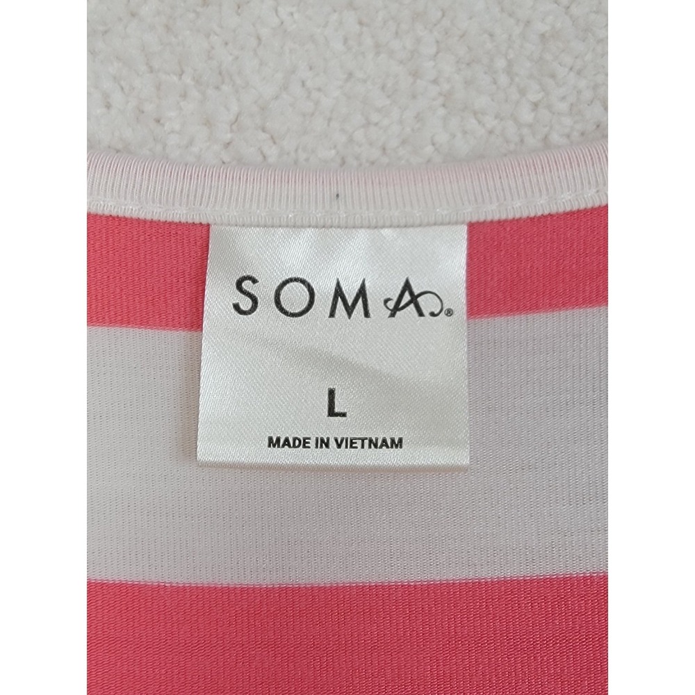 Soma Women's Large Pink Striped Racerback Sleep Chemise Nightgown - Picture 4 of 7
